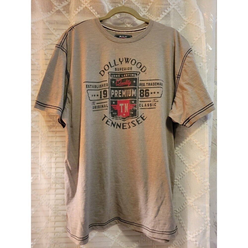 Y2K Dollywood Tennessee Shirt Graphic Print Tee Size XXL Grey Short Sleeve Gray